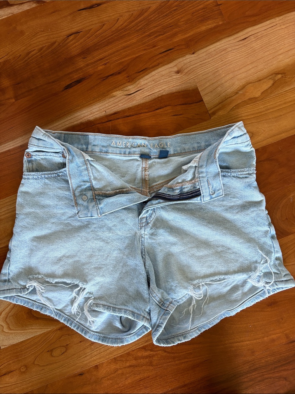 American Eagle Outfitters Pale Blue Distressed Denim Shorts